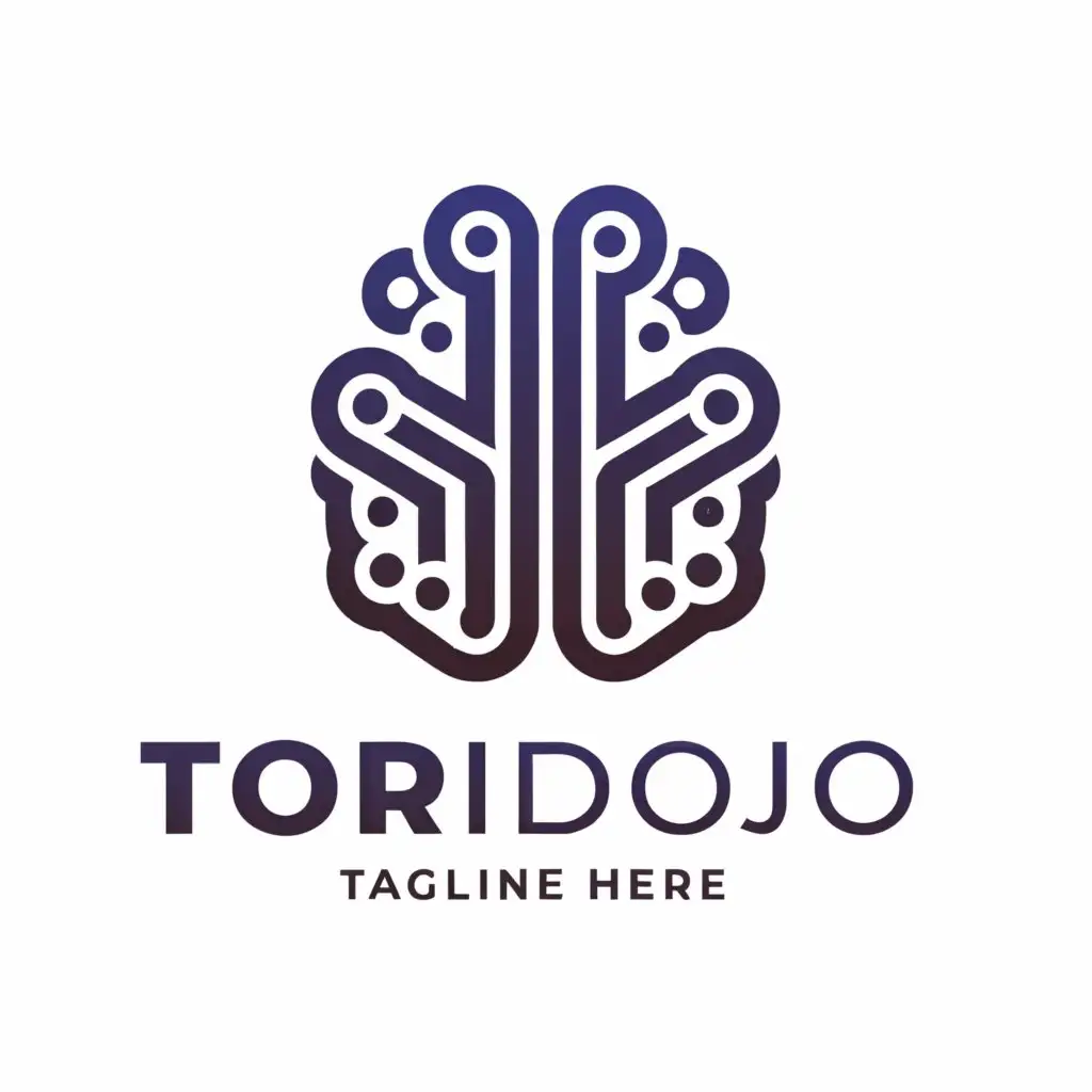 a logo design,with the text "Toridojo", main symbol:Ai gate, digital brain, circle,Minimalistic,be used in Technology industry,clear background