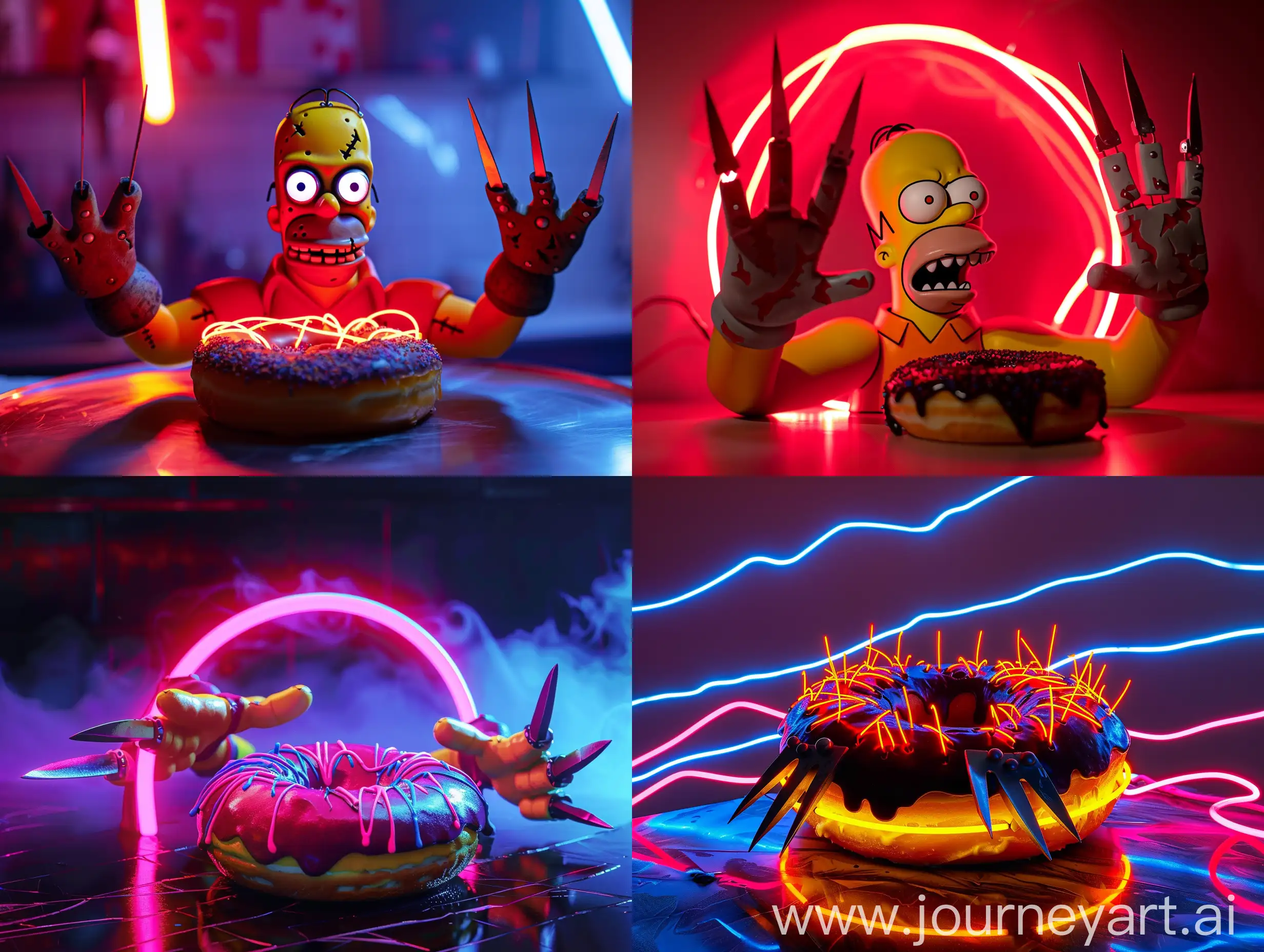 Homer-Simpson-Night-with-Freddy-Krueger-Neon-Fear
