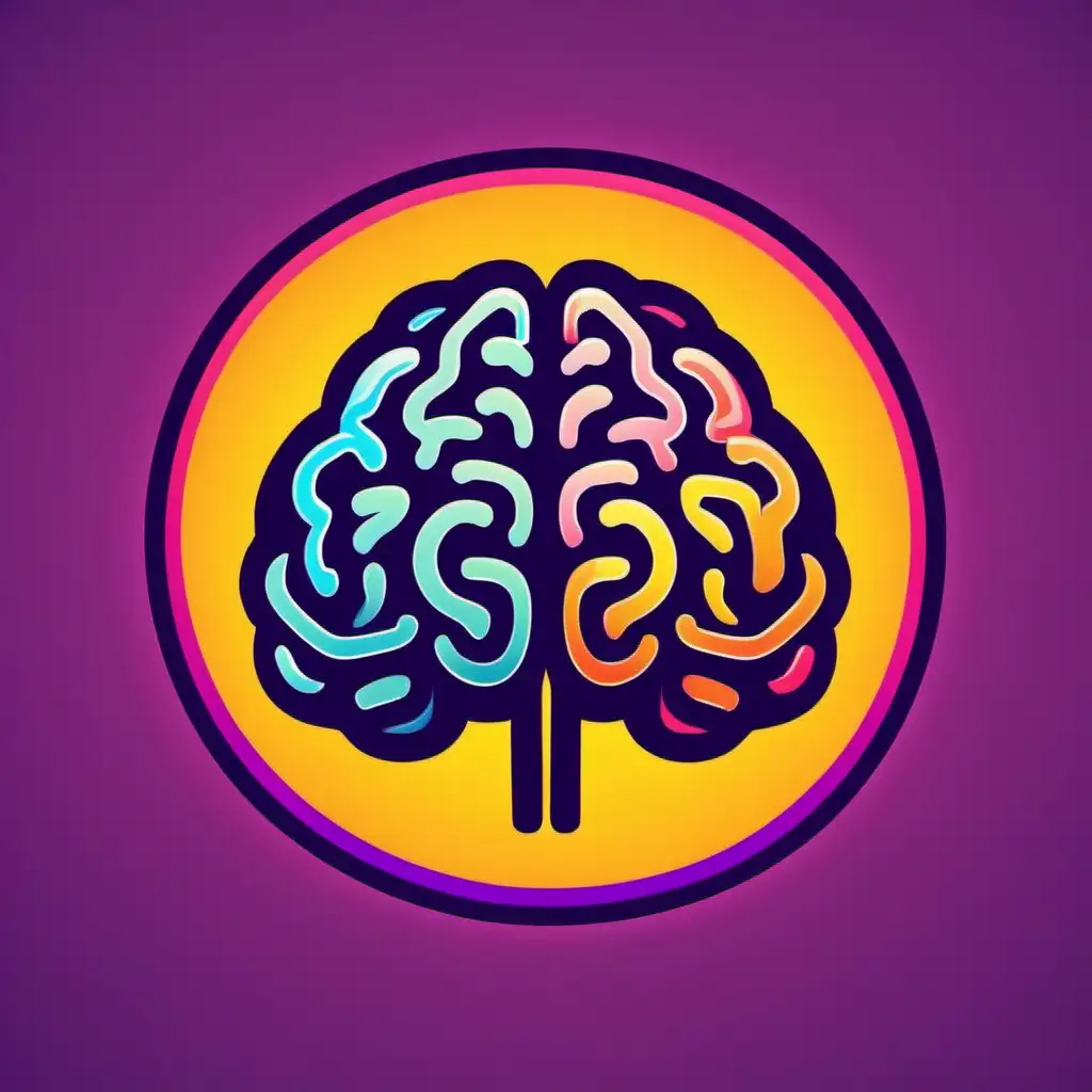 Logo of a brain, bright colors, thick lines, 