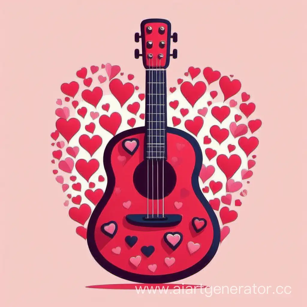 Cartoon guitar made of hearts
