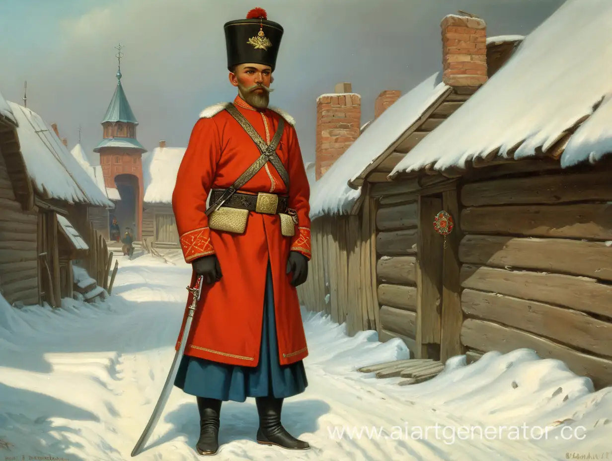 Late-19th-Century-Tatar-Deacon-in-Village-Uniform-with-Saber