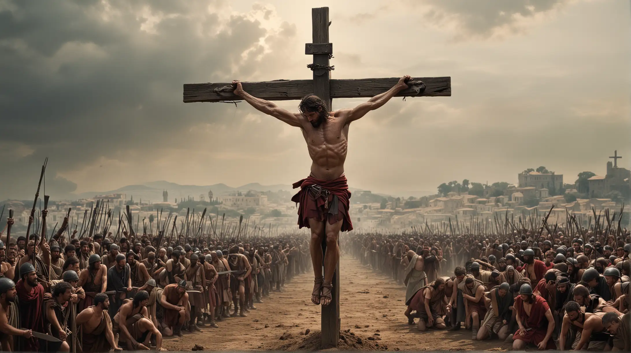  a narrative from the perspective of a Roman soldier witnessing the crucifixion of Jesus, 
