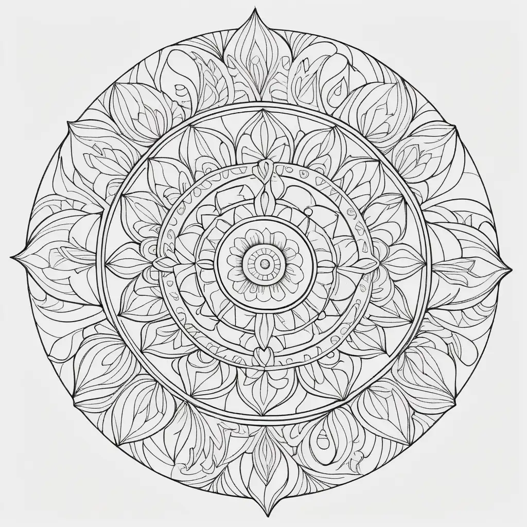 Intricate Mandalas Outline for Adult Coloring Book