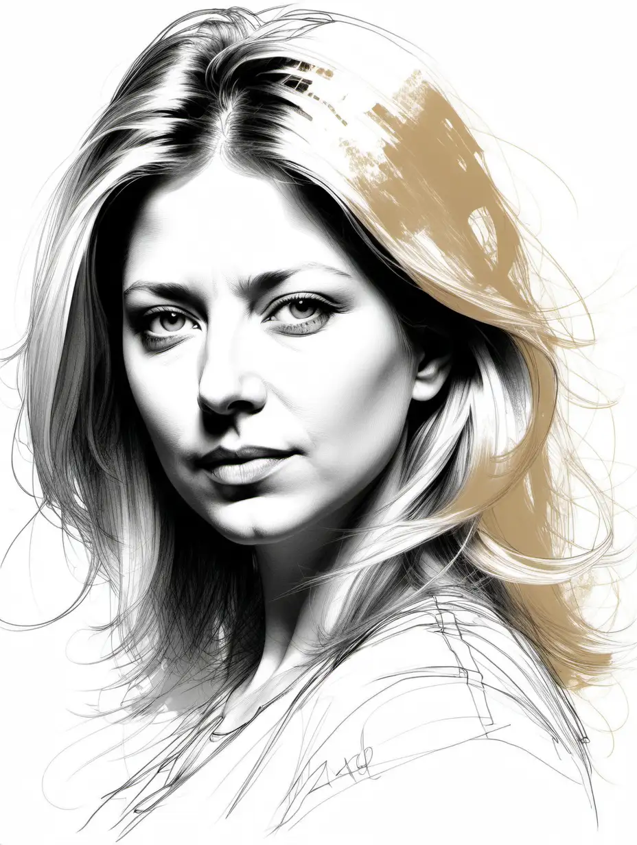 Elegant Sketch Portrait of Zuzana Caputova by Multiple Artists