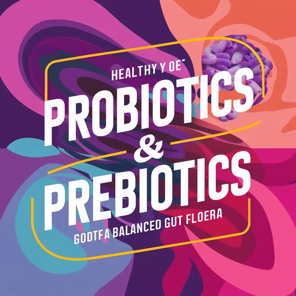 этикетка на пробиотки, с ярким акцентом, фиолетово-розовые цвета, надпись Probiotic Prebiotic