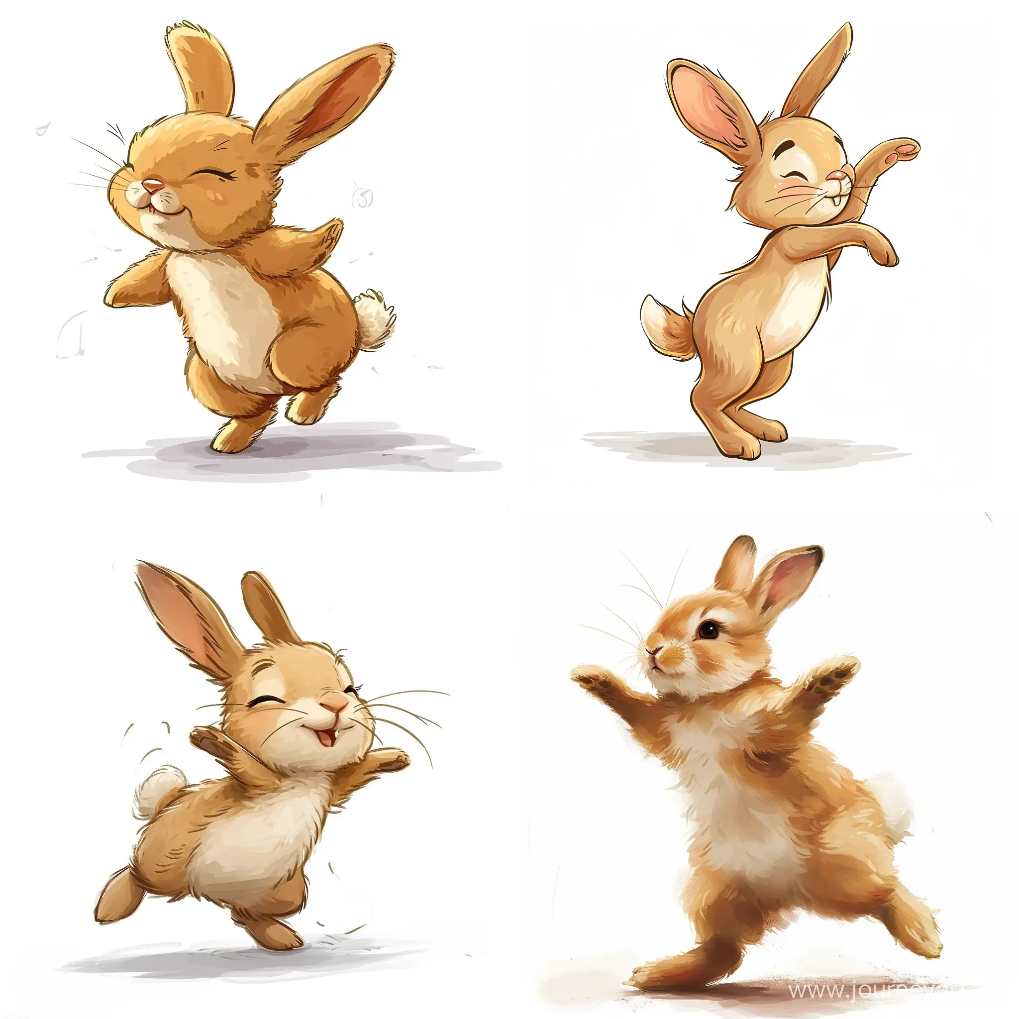 Adorable-Cartoon-Rabbit-Dancing-on-a-White-Background