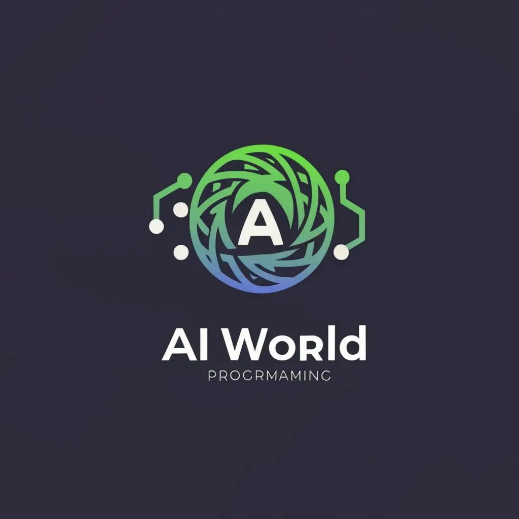 logo, world, Ai , programming, with the text "Ai world", typography