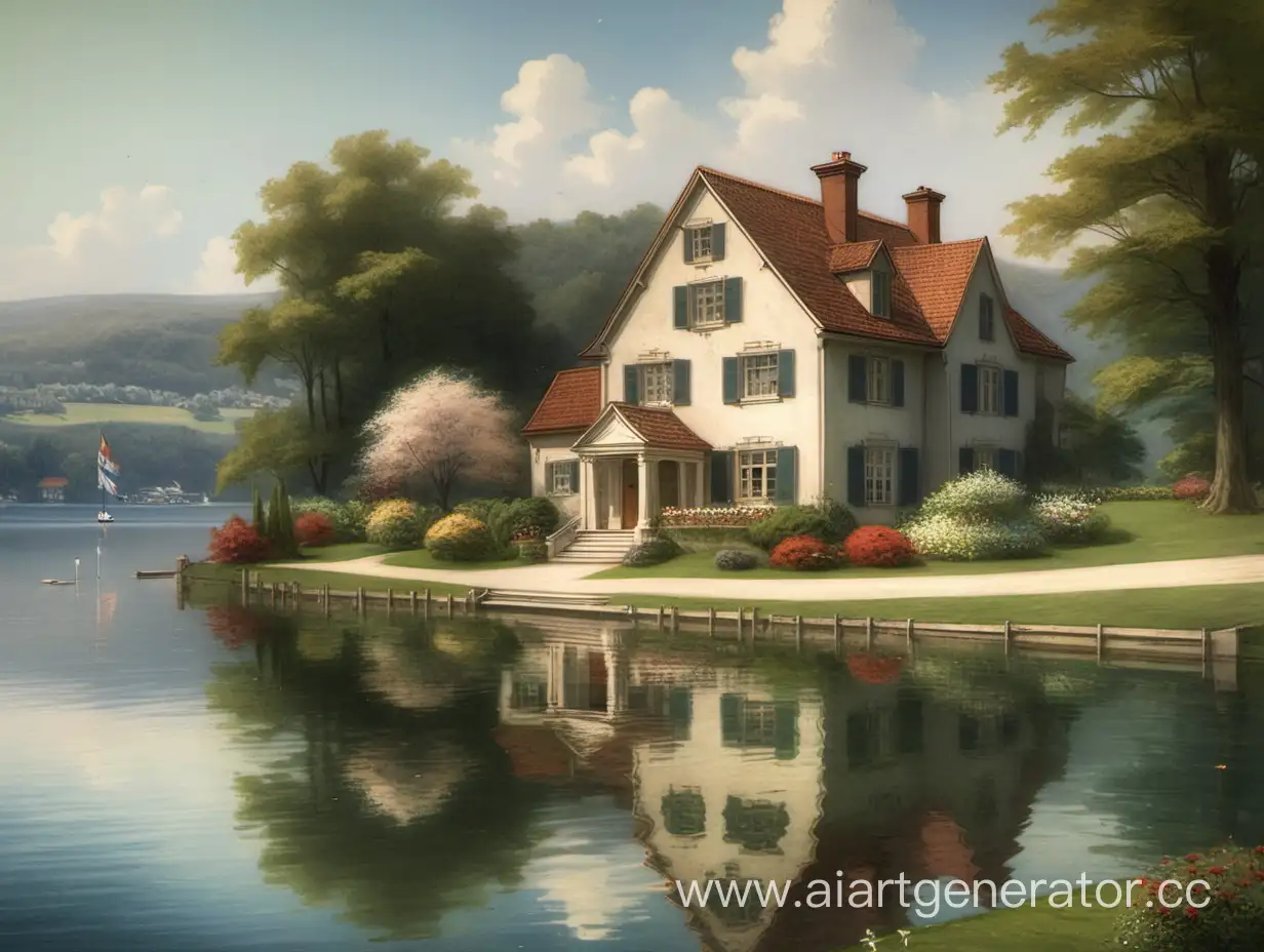 Tranquil-Lakeside-Country-House-Scene