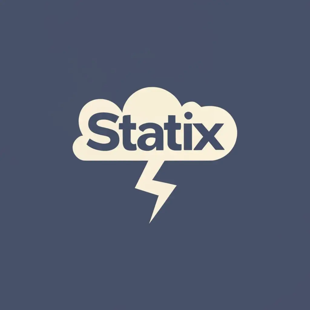 logo, cloud with lightning, with the text "Statix", typography, be used in Technology industry