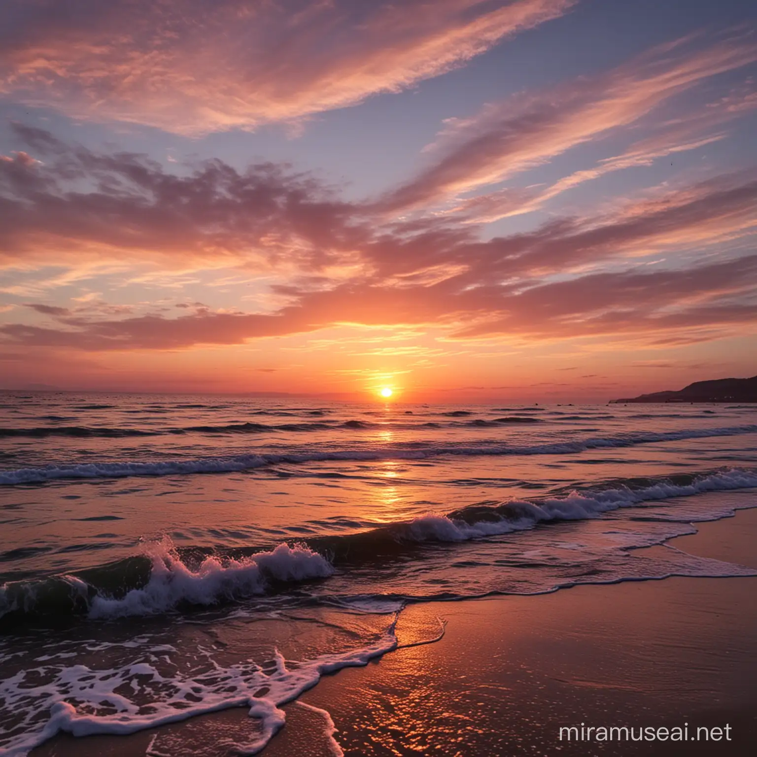 Vibrant Sunset Over Calm Ocean Waters