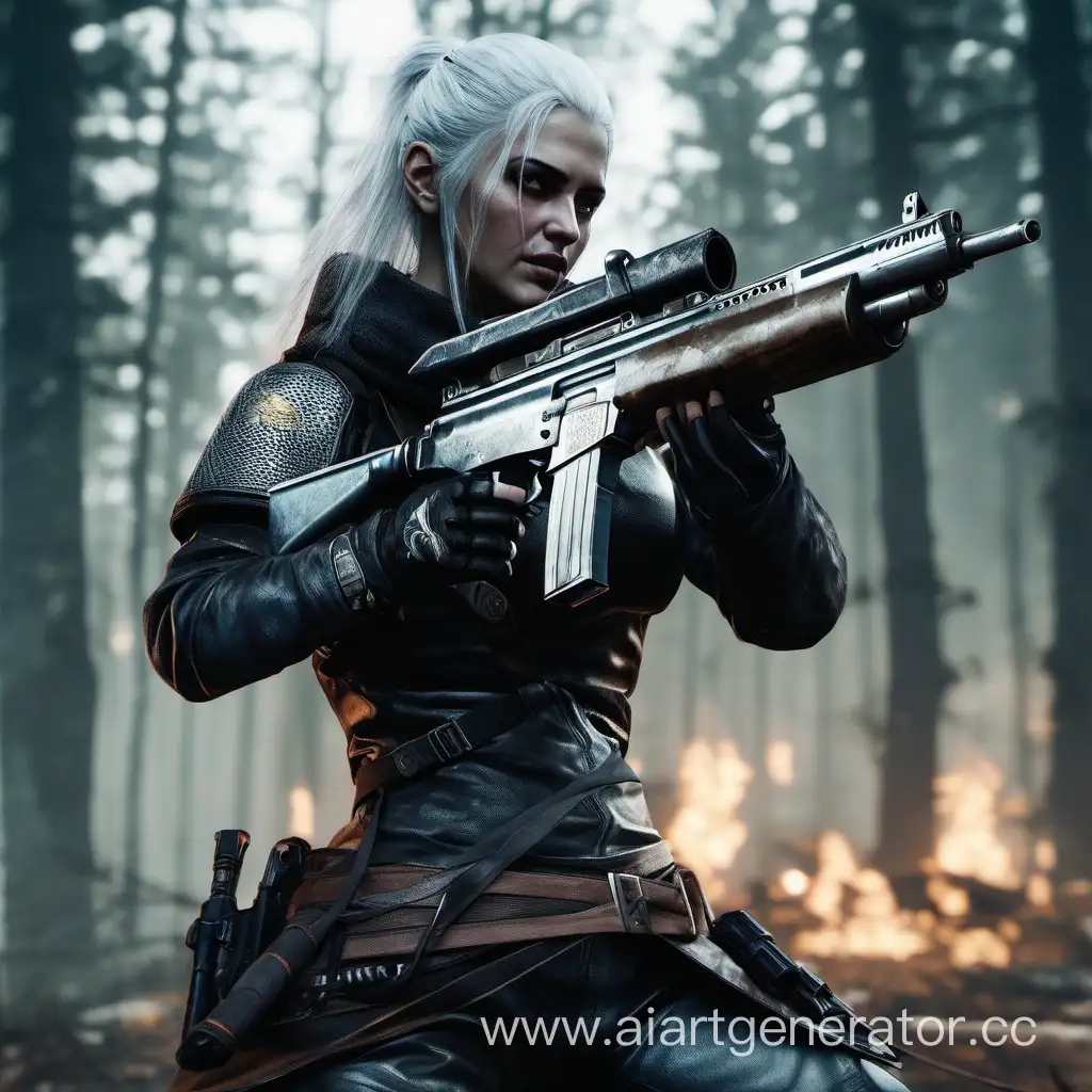Orcihu-in-Nike-Shoots-Submachine-Gun-at-Geralt-from-Rivia