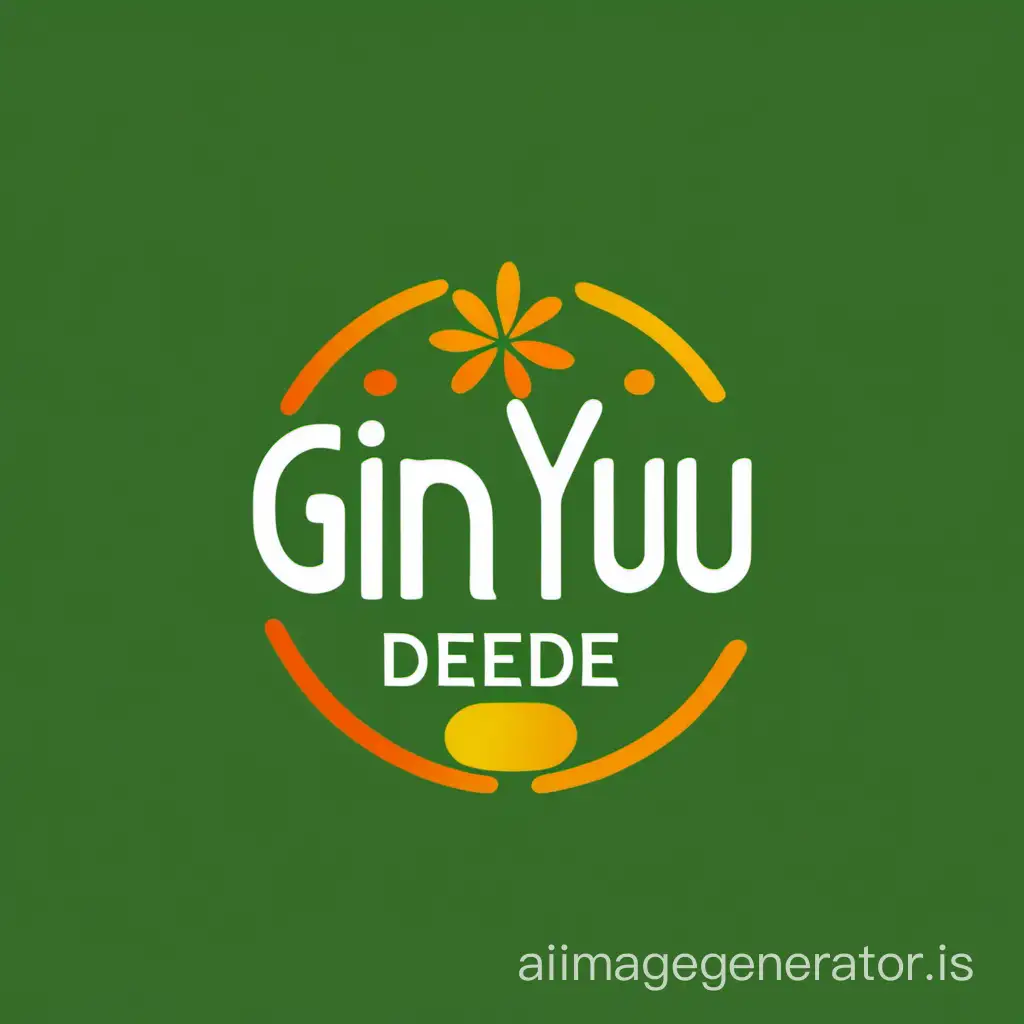 create a logo with the slogan "Gin Yuu Dee" written in a clean and modern font, with the letters spaced slightly apart for a sophisticated look using Bright and warm colors like orange, yellow, and green, conveying a sense of energy and optimism.