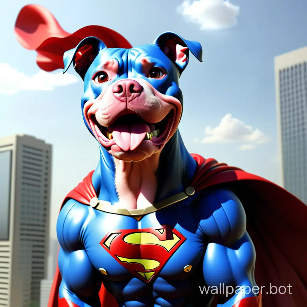 Pitbull-Dressed-as-Superman-Playful-Canine-Superhero-Costume