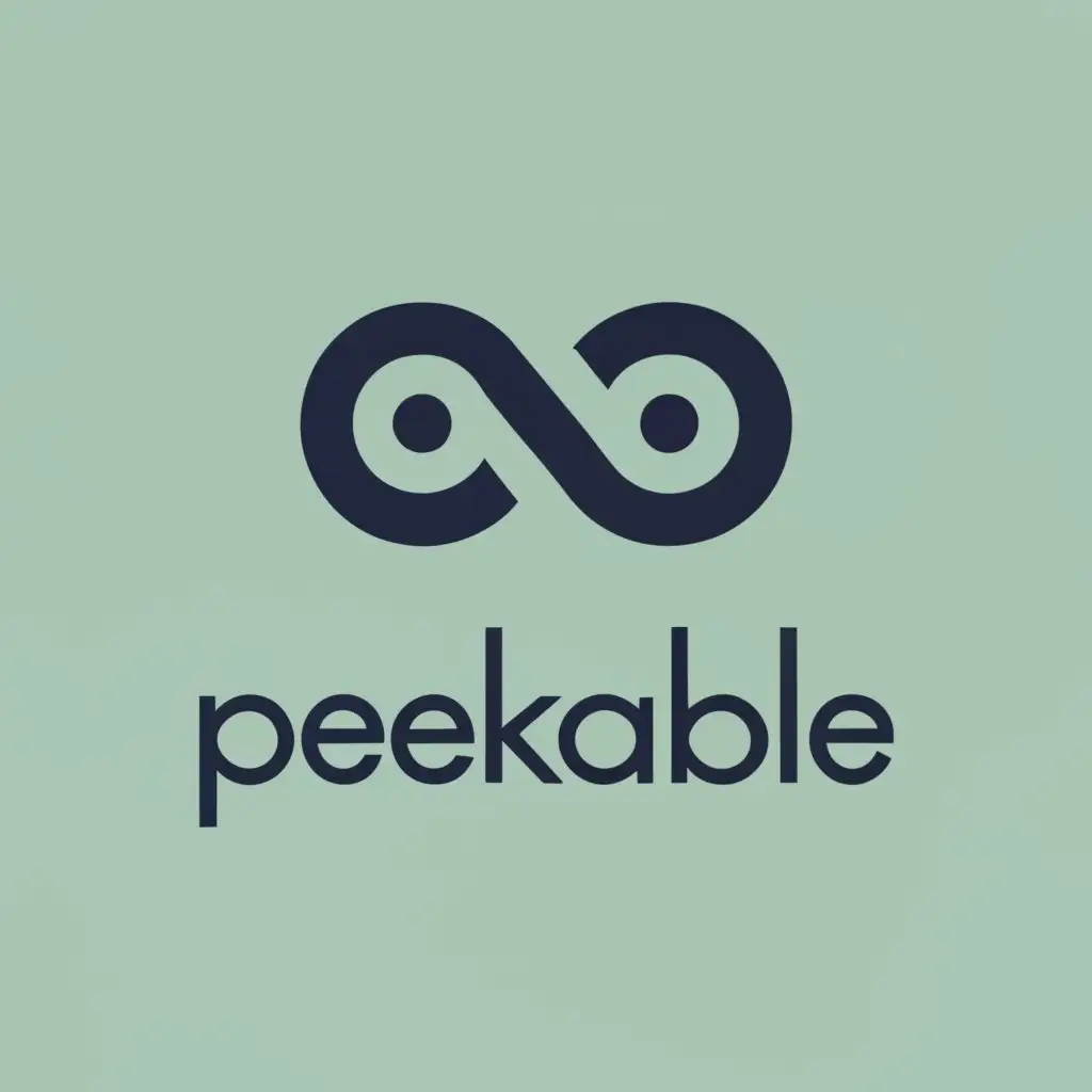 logo, minimal eye infinity symbol, with the text "peekable", typography, be used in Technology industry