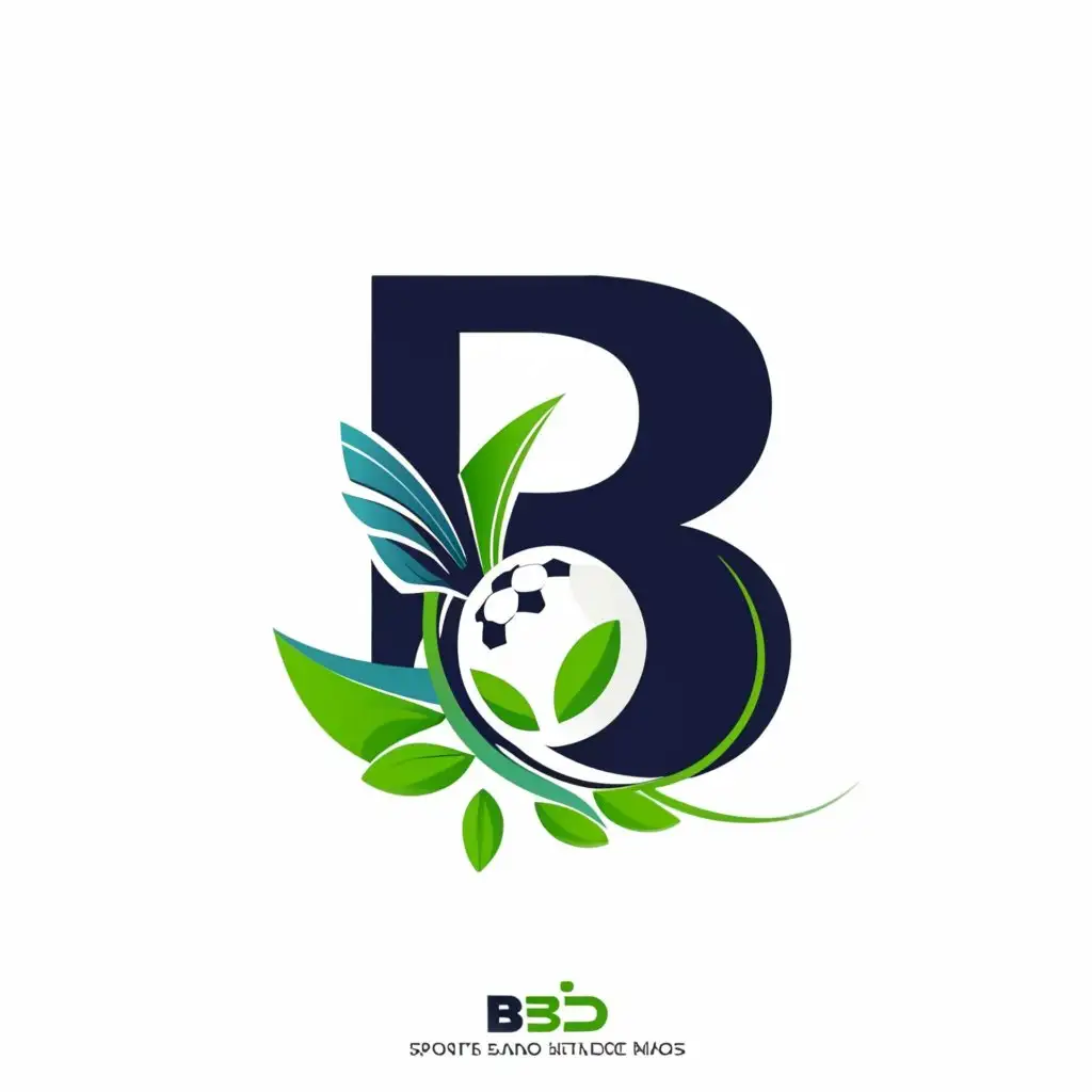a logo design,with the text 'B', main symbol:football, sport, butterfly, nature, blue, green, Minimalistic,clear background