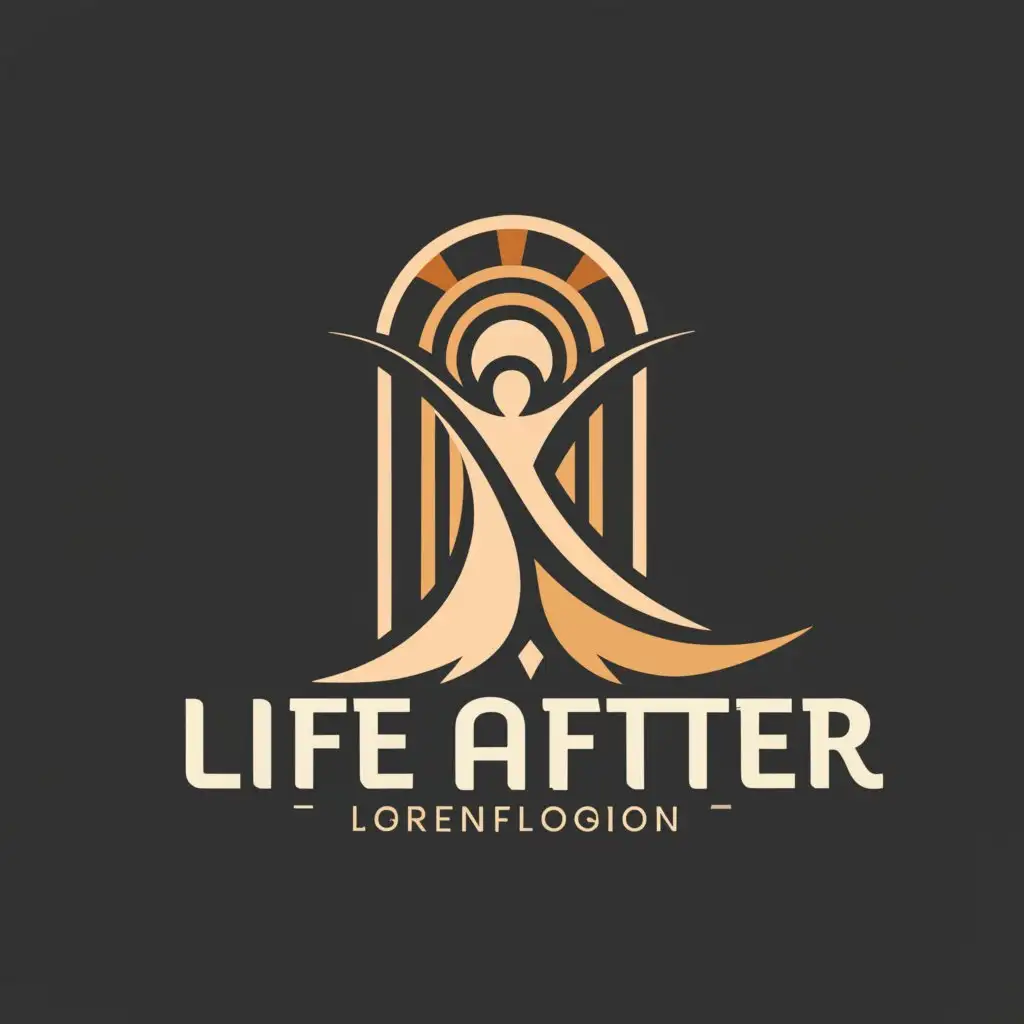 a logo design,with the text 'Life After', main symbol:woman, light, doorway,Moderate,clear background