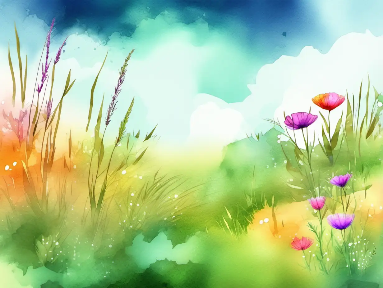 vibrant meadows  watercolor style 