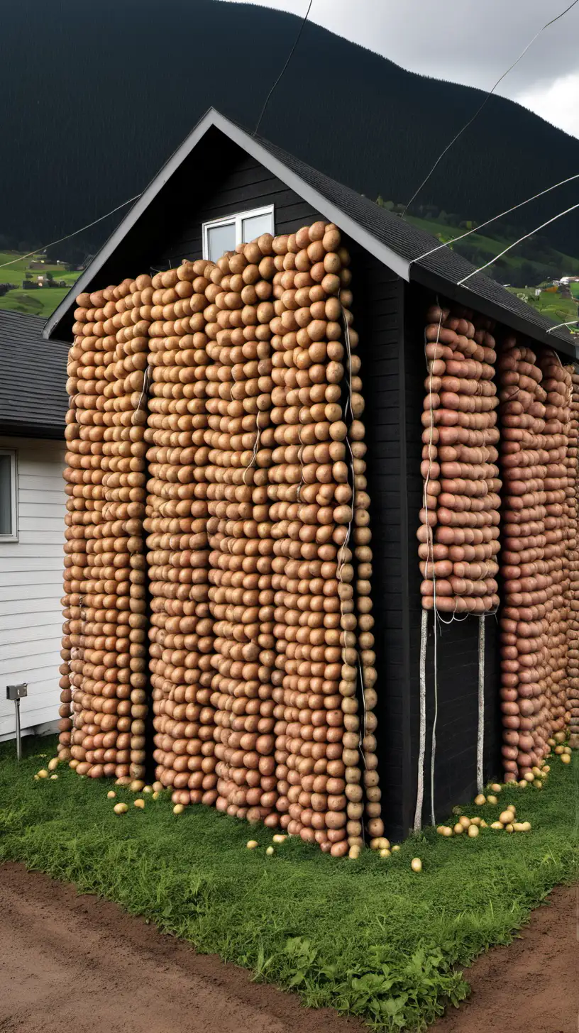many potatoes powering a house connected by wires