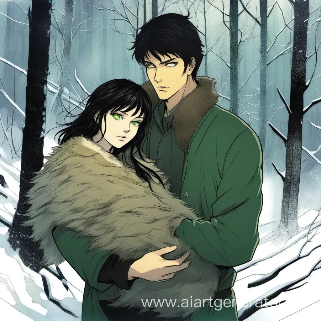 Young-Man-Carrying-Unconscious-Girl-in-Forest-Wilderness