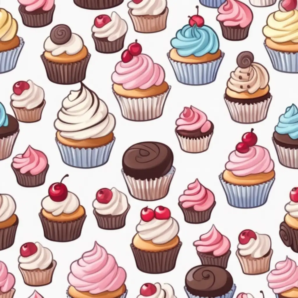 Adorable Mini Cupcakes Cartoon Whimsical Sweet Delights