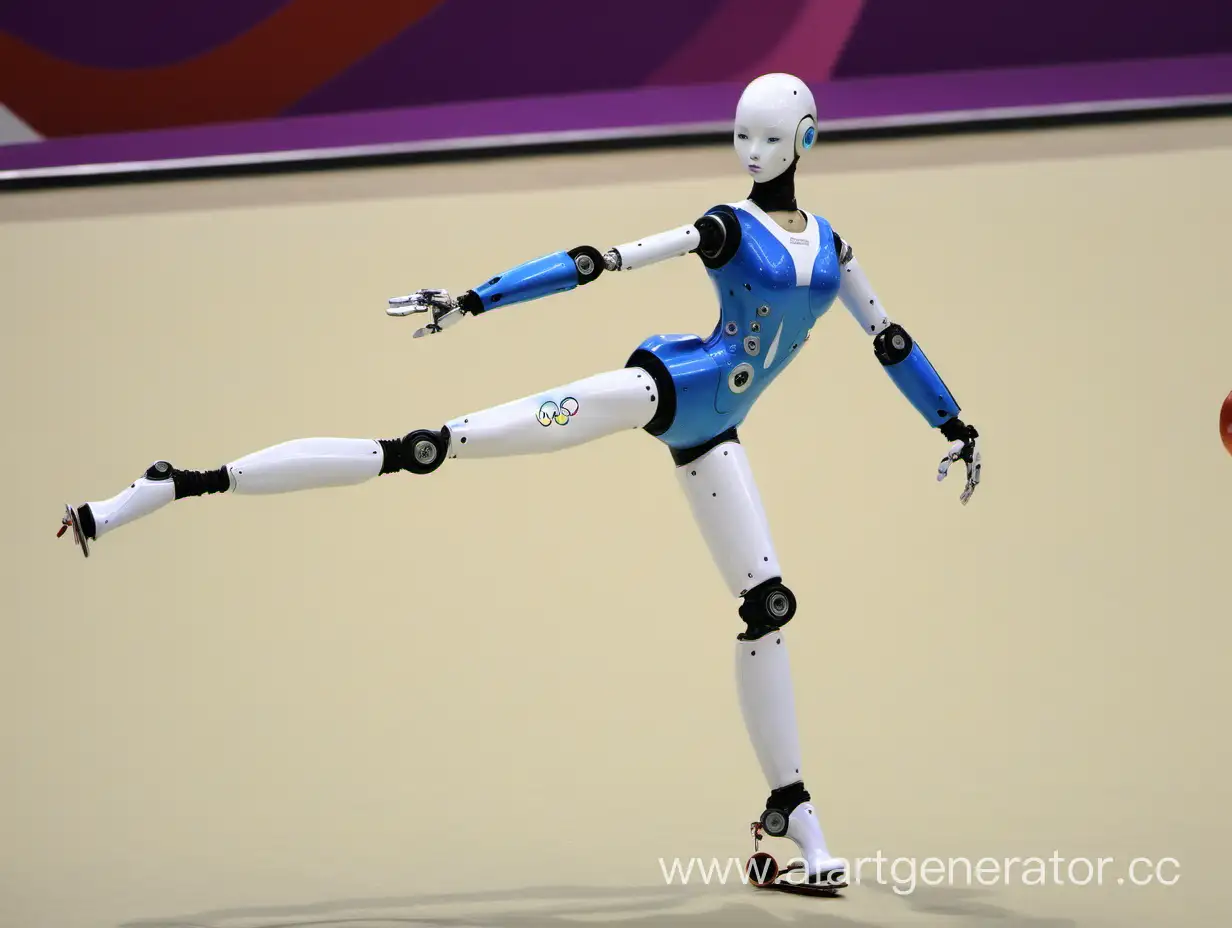 Futuristic-Robots-Showcase-Grace-in-Rhythmic-Gymnastics-Extravaganza