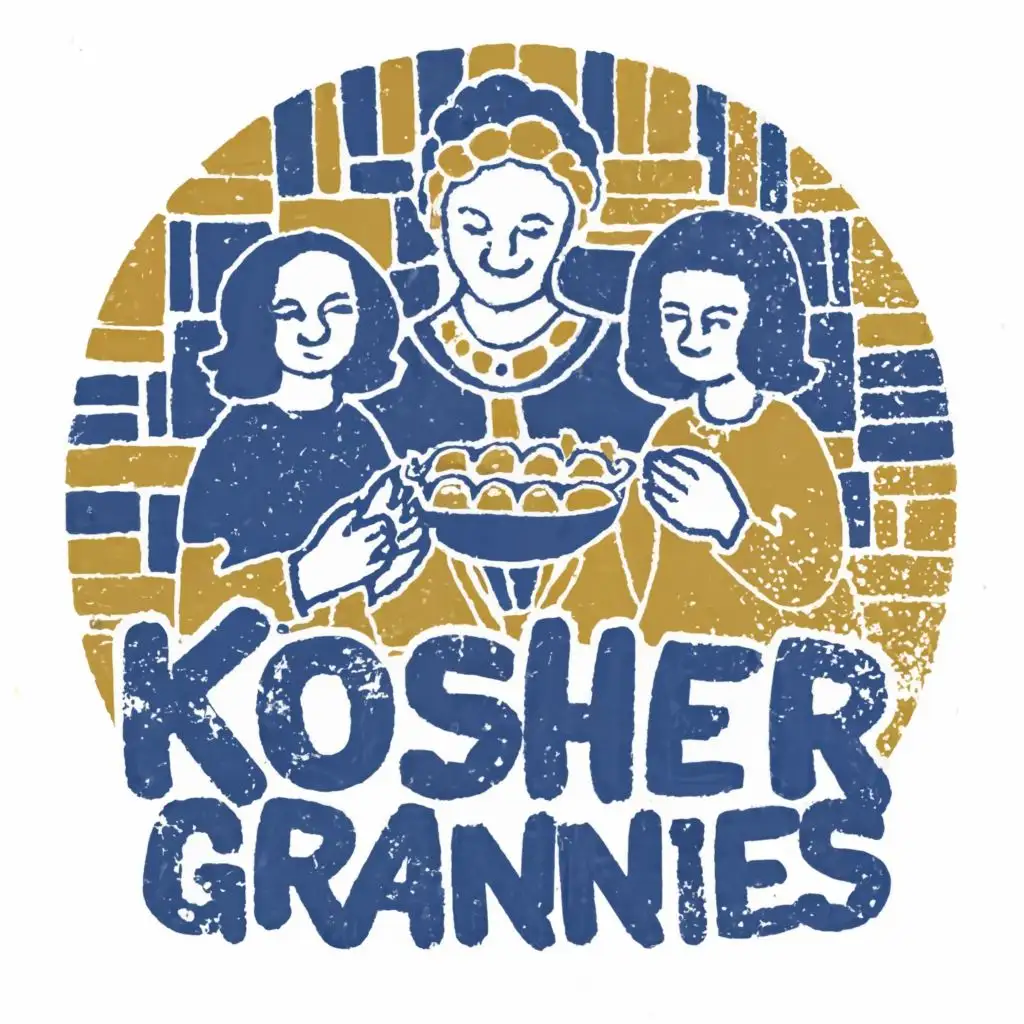 LOGO-Design-for-Kosher-Grannies-Vibrant-Yellow-Blue-Palette-with-Portuguese-Tile-Motif