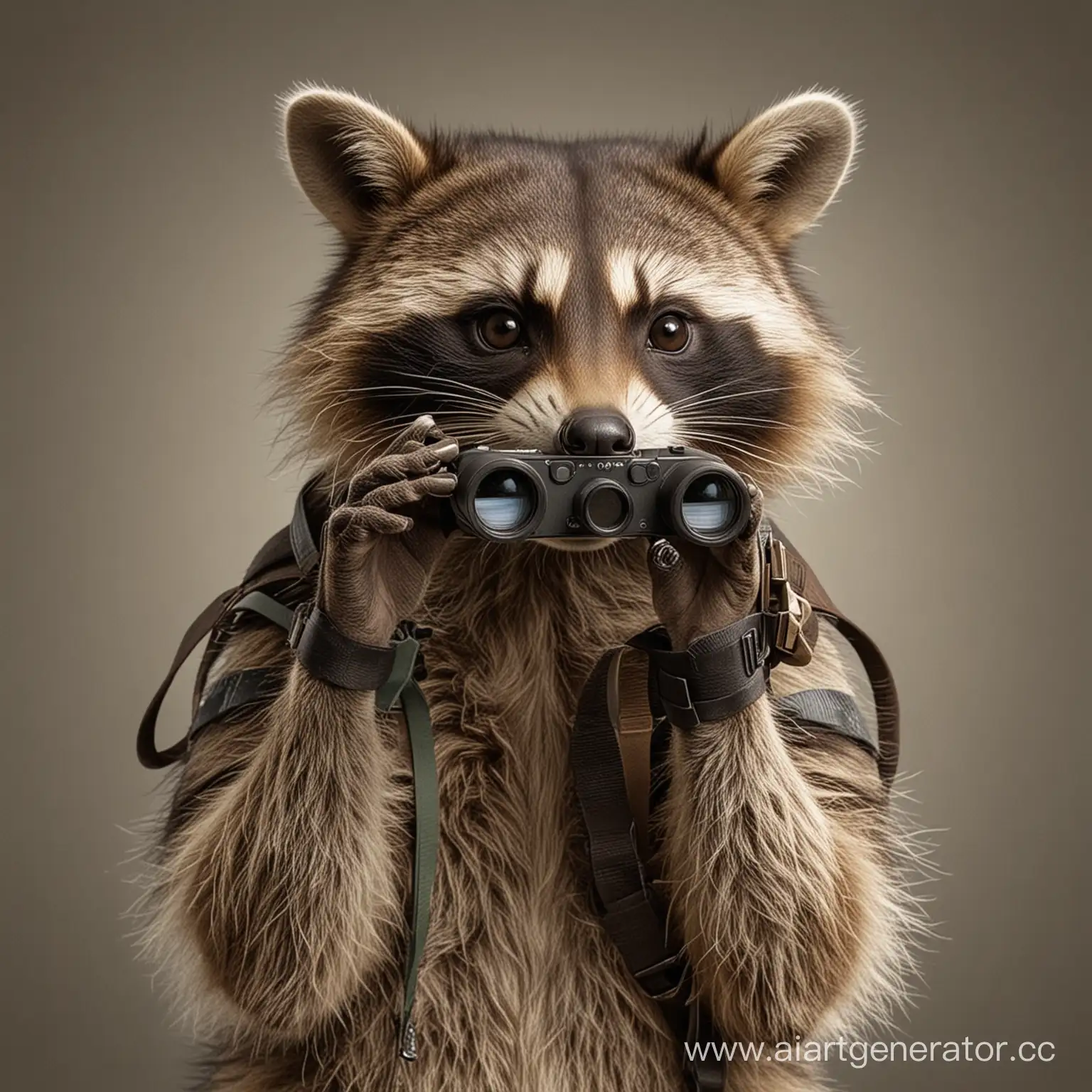 Curious-Raccoon-with-Binoculars-Exploring-the-Forest