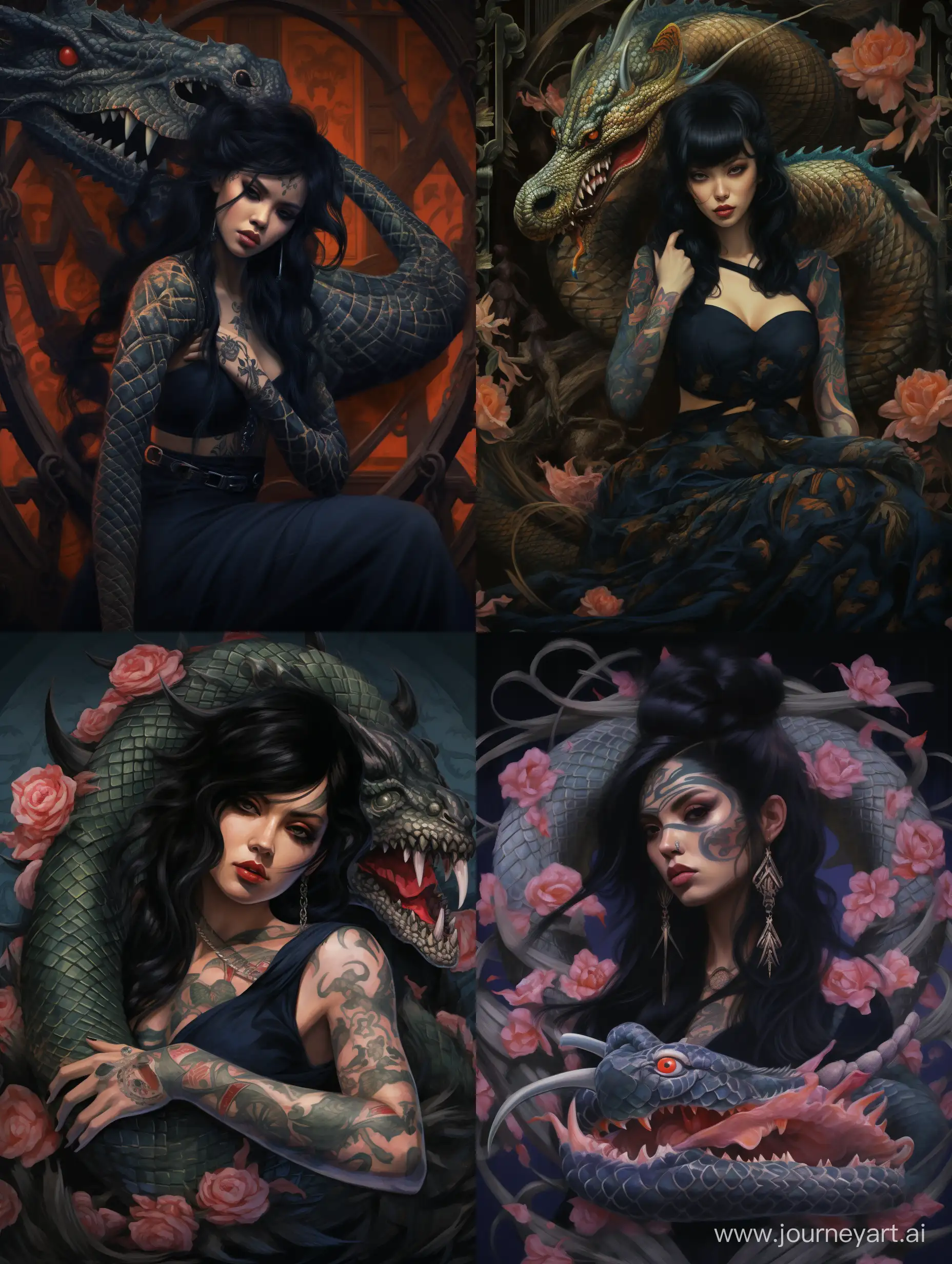 Mystical-Femme-Fatale-with-Dragon-Tattoo-and-Sinister-Stare