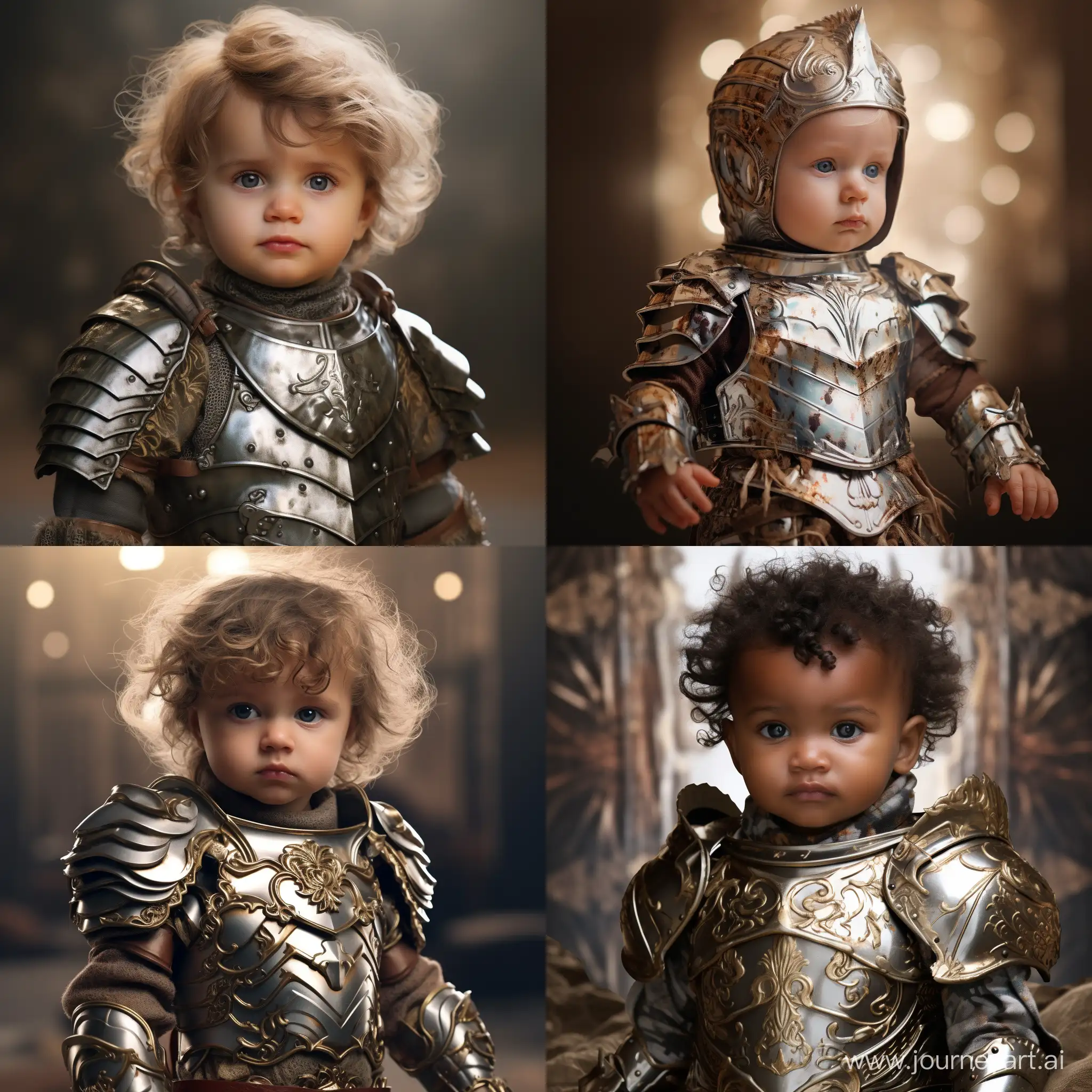 create a high fantasy character named Christian Baby.  He is wearing armor made out of christian babies