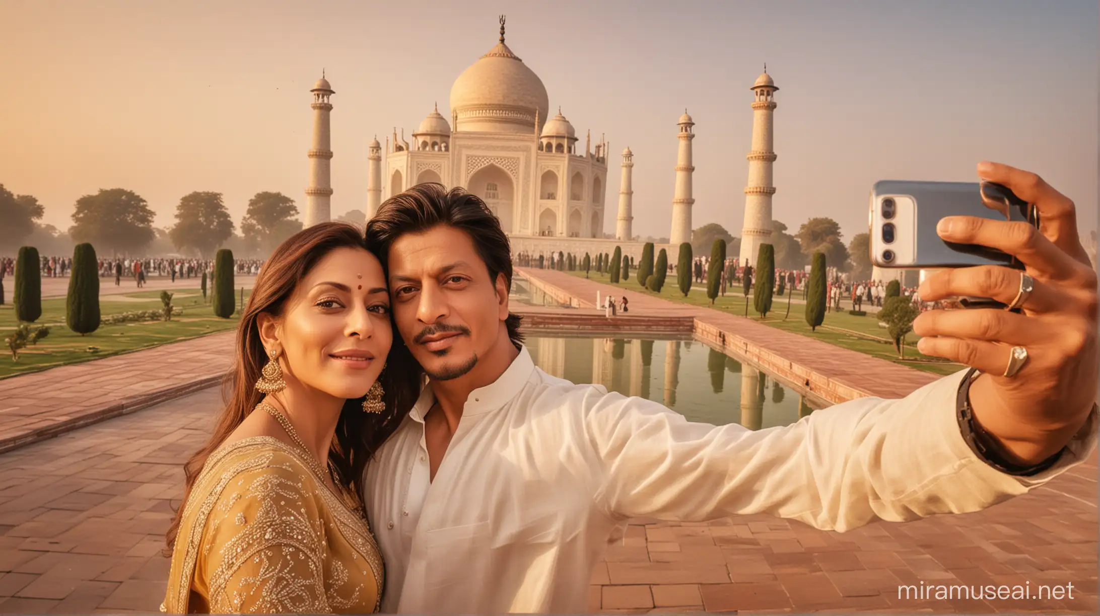 Shahrukh Khan and Gauri Khans Vintage Sunset Selfie at Taj Mahal