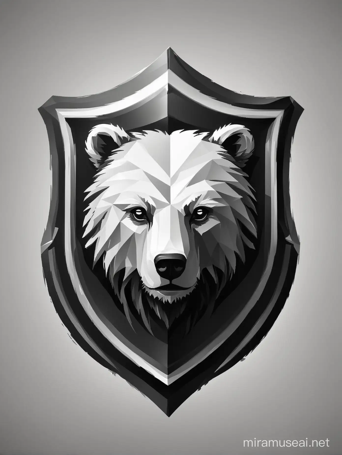 abstract bear in shield logo abstract black and white