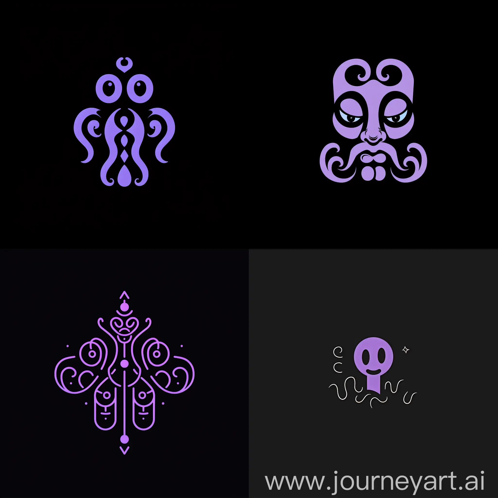 simple emblem logo for a animation themed company in the style of Tim burton, line art, vector art, flat design, purple and black, --v 6 --ar 1:1