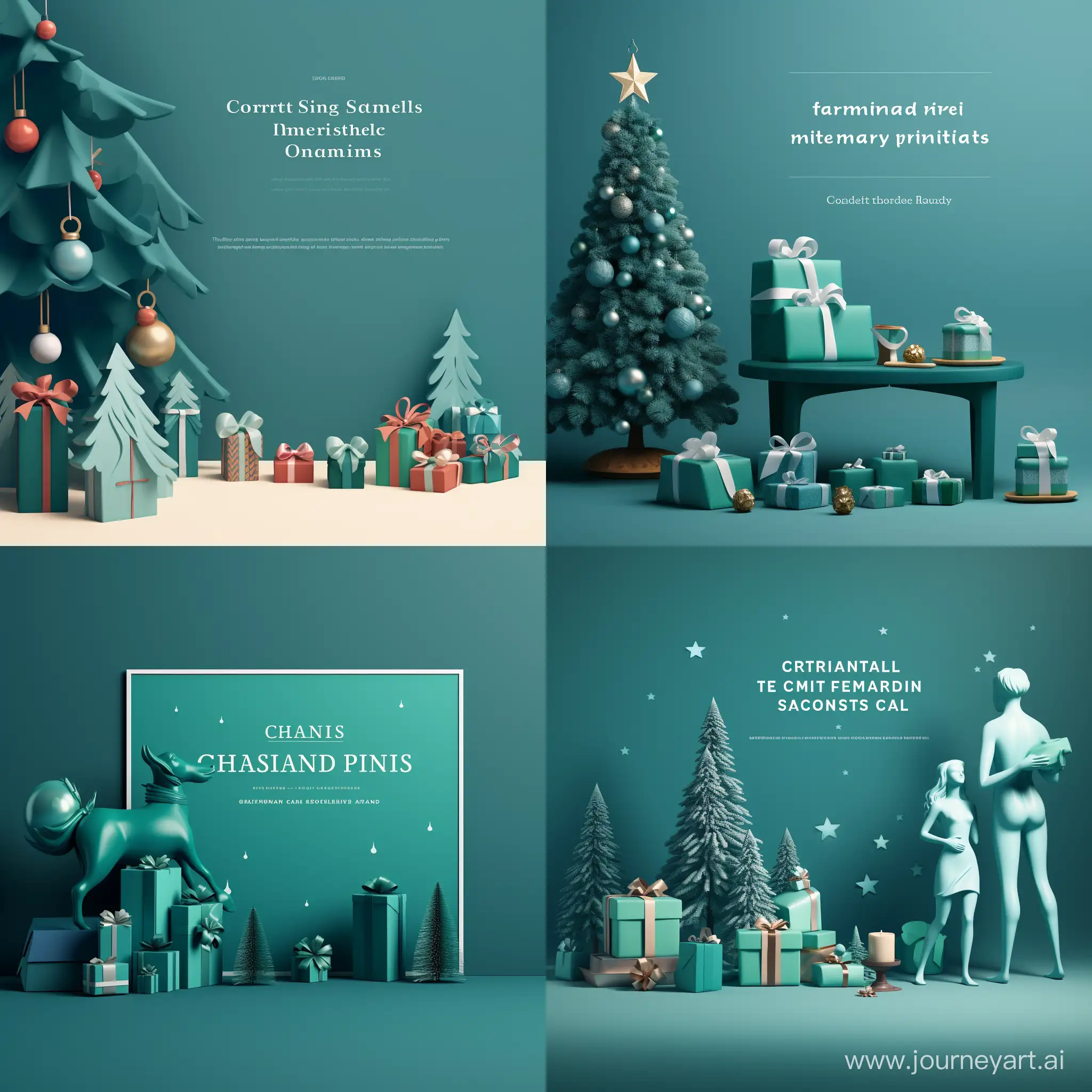 Christmas-3D-Printing-Promotion-Festive-Figures-and-Printer-in-BlueGreen-Tones