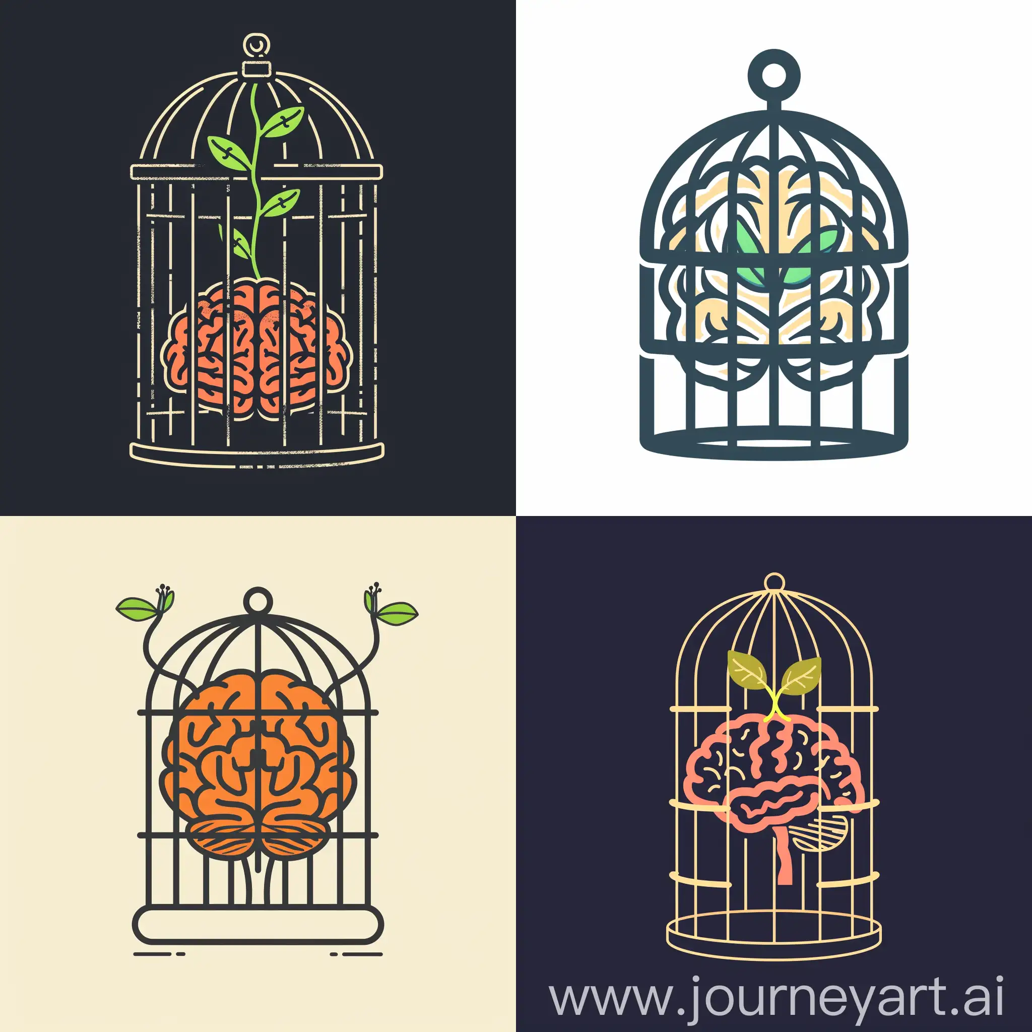 Caged-Brain-with-Sprouting-Vines-Simple-and-Attractive-Logo-Design