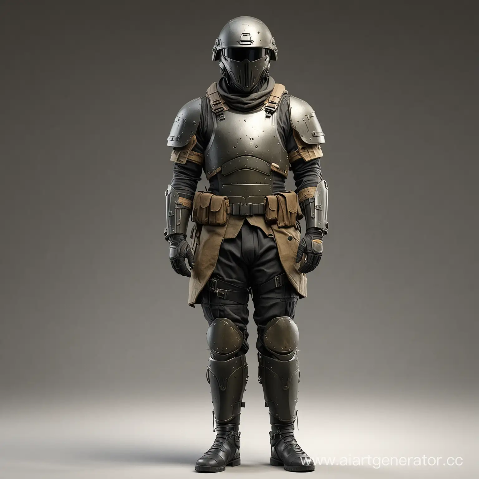 modern military armor, full-length, closed helmet