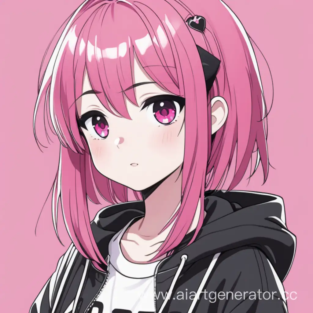 Anime girl, alt girl with black-pink hair