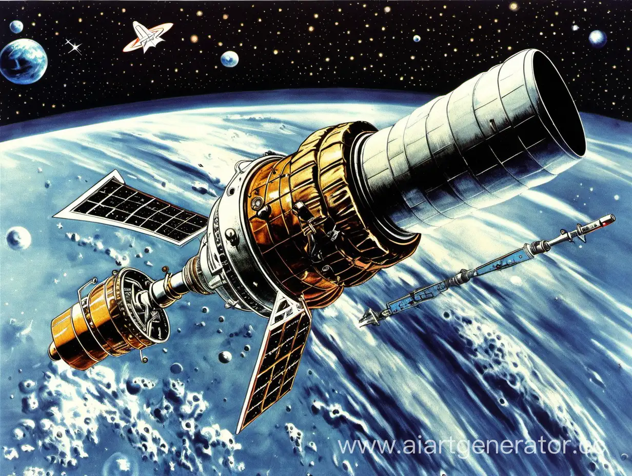 USSR-Cosmonaut-in-Spacecraft-Observing-Earth