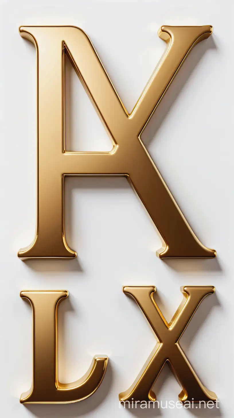 Golden Letters L and X Pattern on White Background