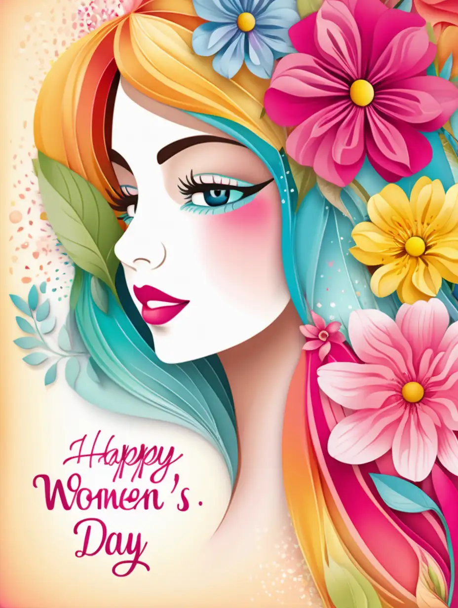 Beautiful, colorful Greeting Card for Women's Day with any text