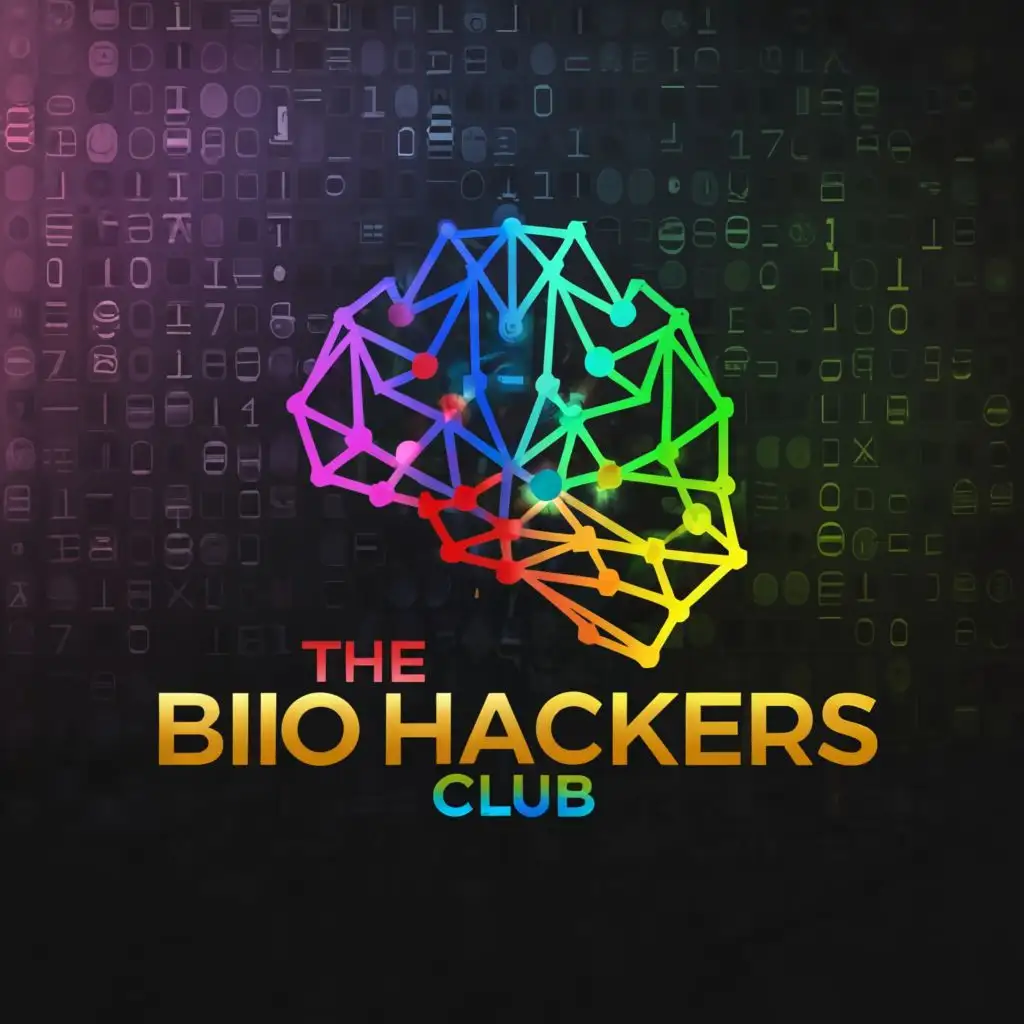 LOGO-Design-For-The-Bio-Hackers-Club-Electric-Red-Blue-Green-and-Gold-Lights-in-Code