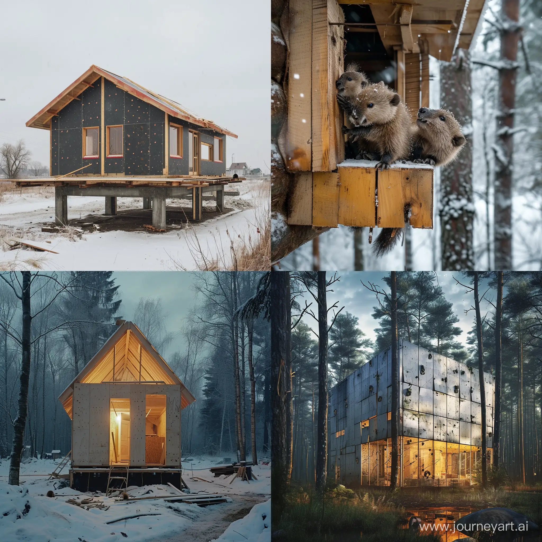 Бобры строят панельный дом в России, hd, грустный свет