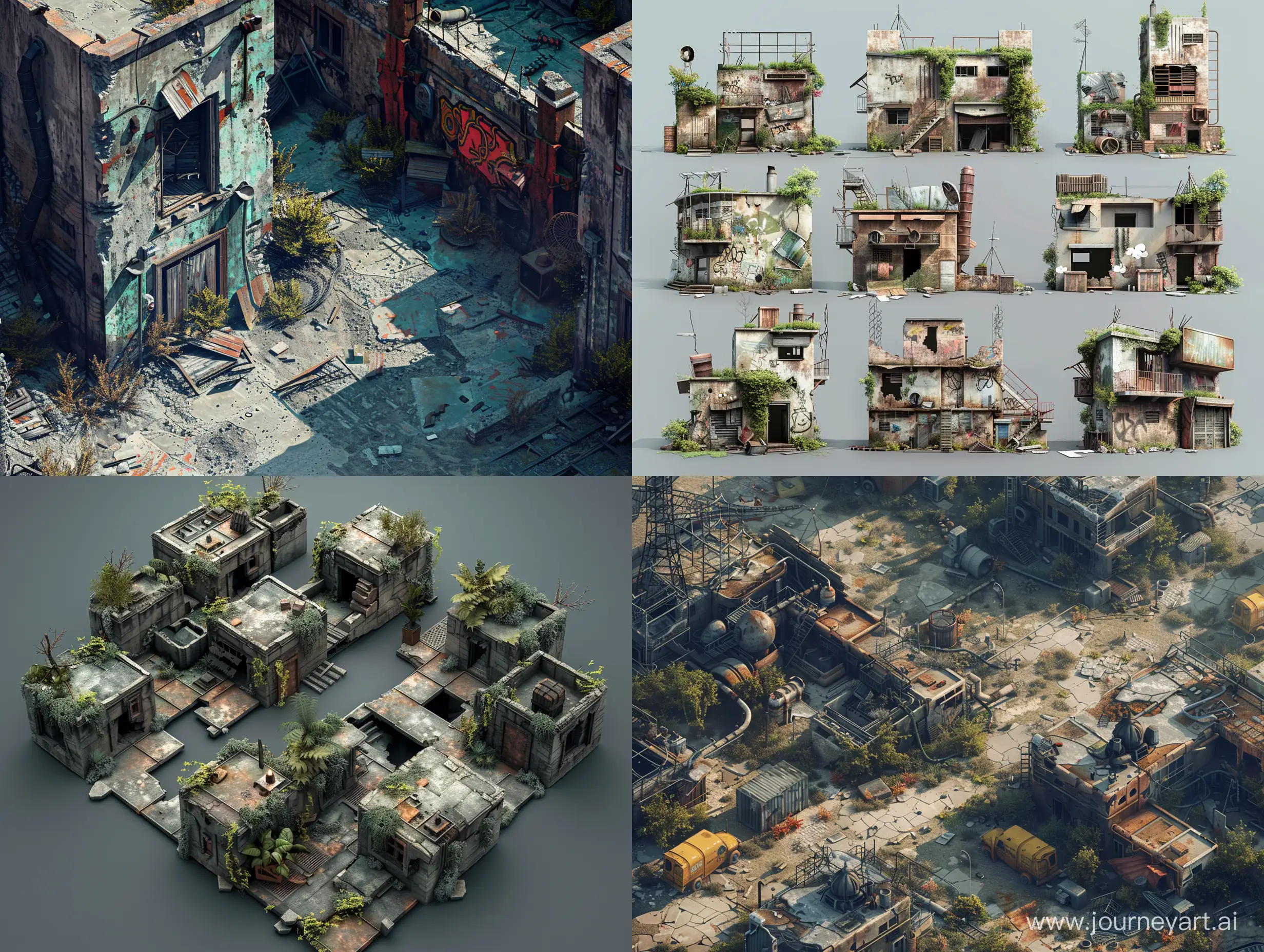 Asset of sprites for 2d platformer. A map of sprites. post-apocalypse, brutalism. 8k. photorealism, unreal engine