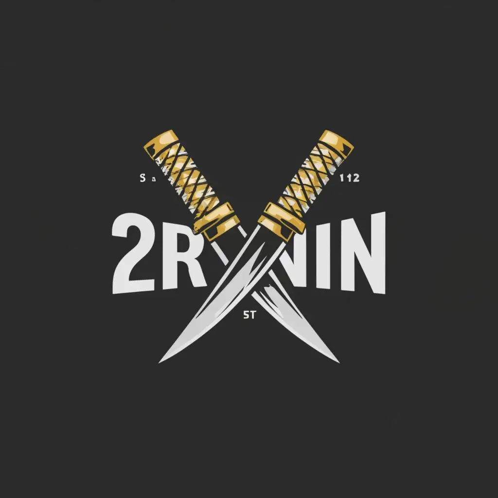a logo design,with the text "2RONIN", main symbol:Kunai,Moderate,be used in Entertainment industry,clear background