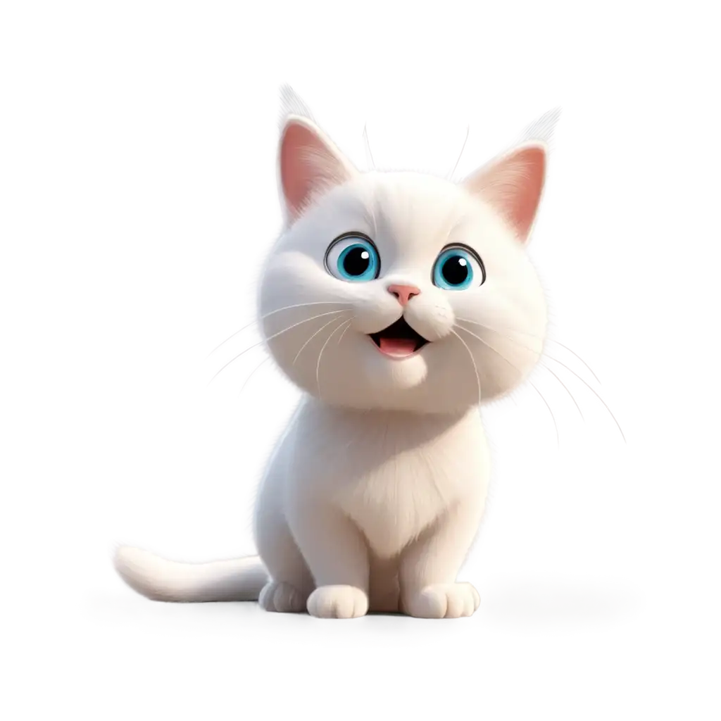 Create an PNG profile image, about a cute toon male white cat, with a skyblue background.