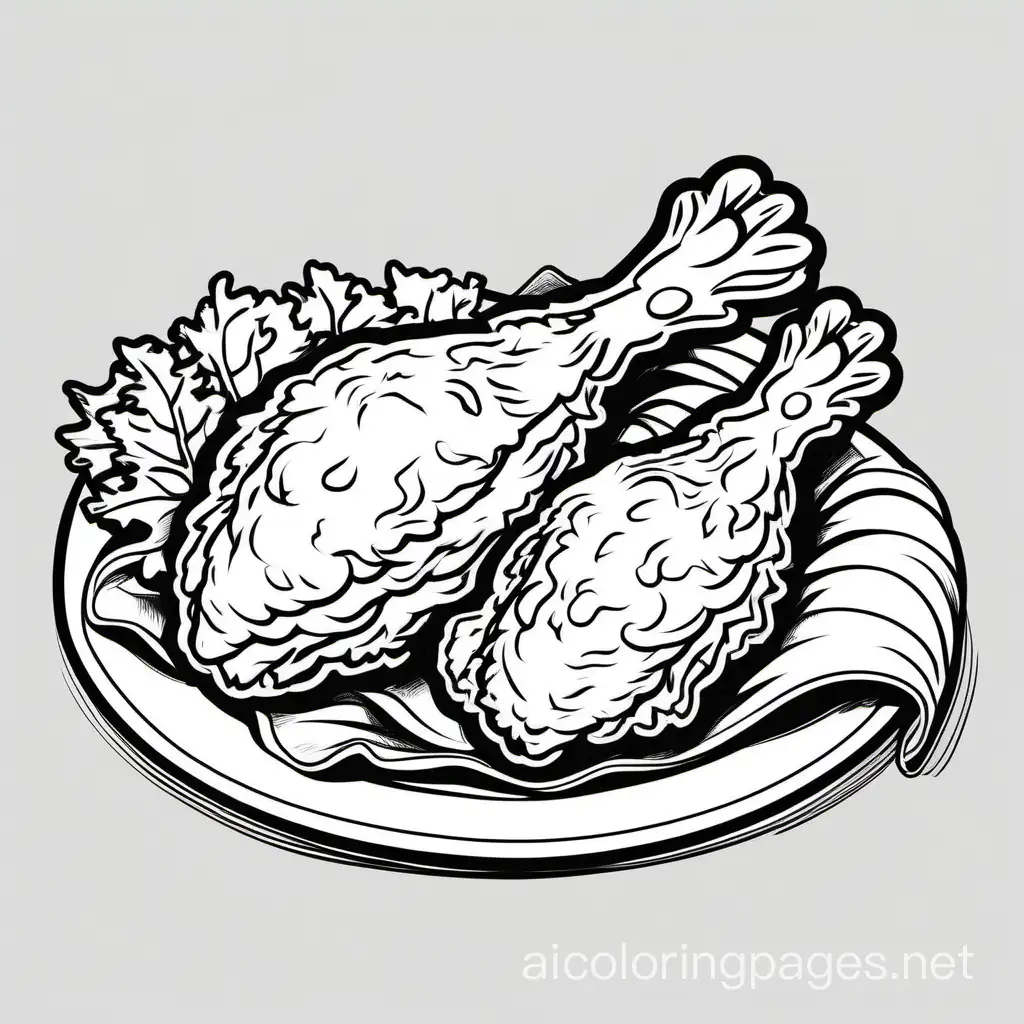 Create a bold and clean line drawing of a food Fried chicken. without any background
, Coloring Page, black and white, line art, white background, Simplicity, Ample White Space. The background of the coloring page is plain white to make it easy for young children to color within the lines. The outlines of all the subjects are easy to distinguish, making it simple for kids to color without too much difficulty