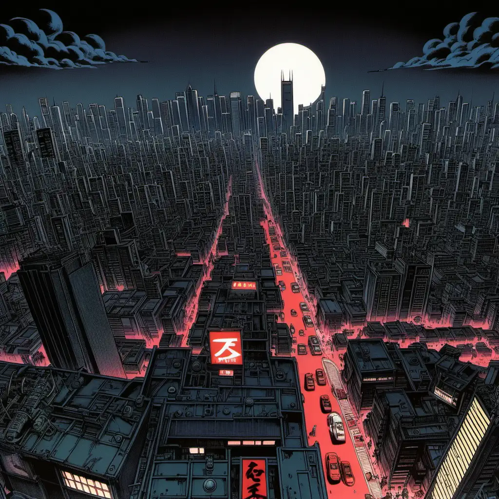 Futuristic Cityscape featuring Akira and Neo Tokyo in Gotham Style