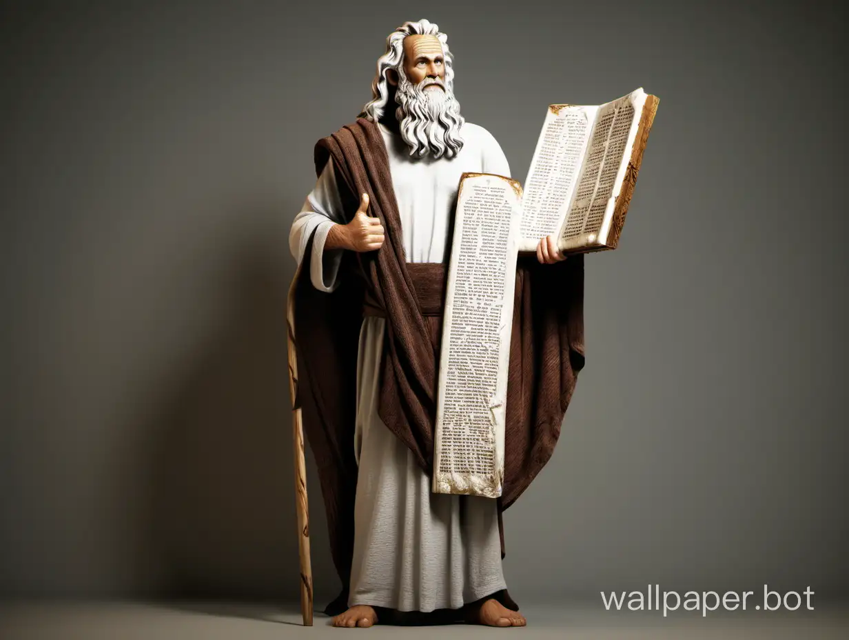 Moses and the Ten Commandments, full body view.