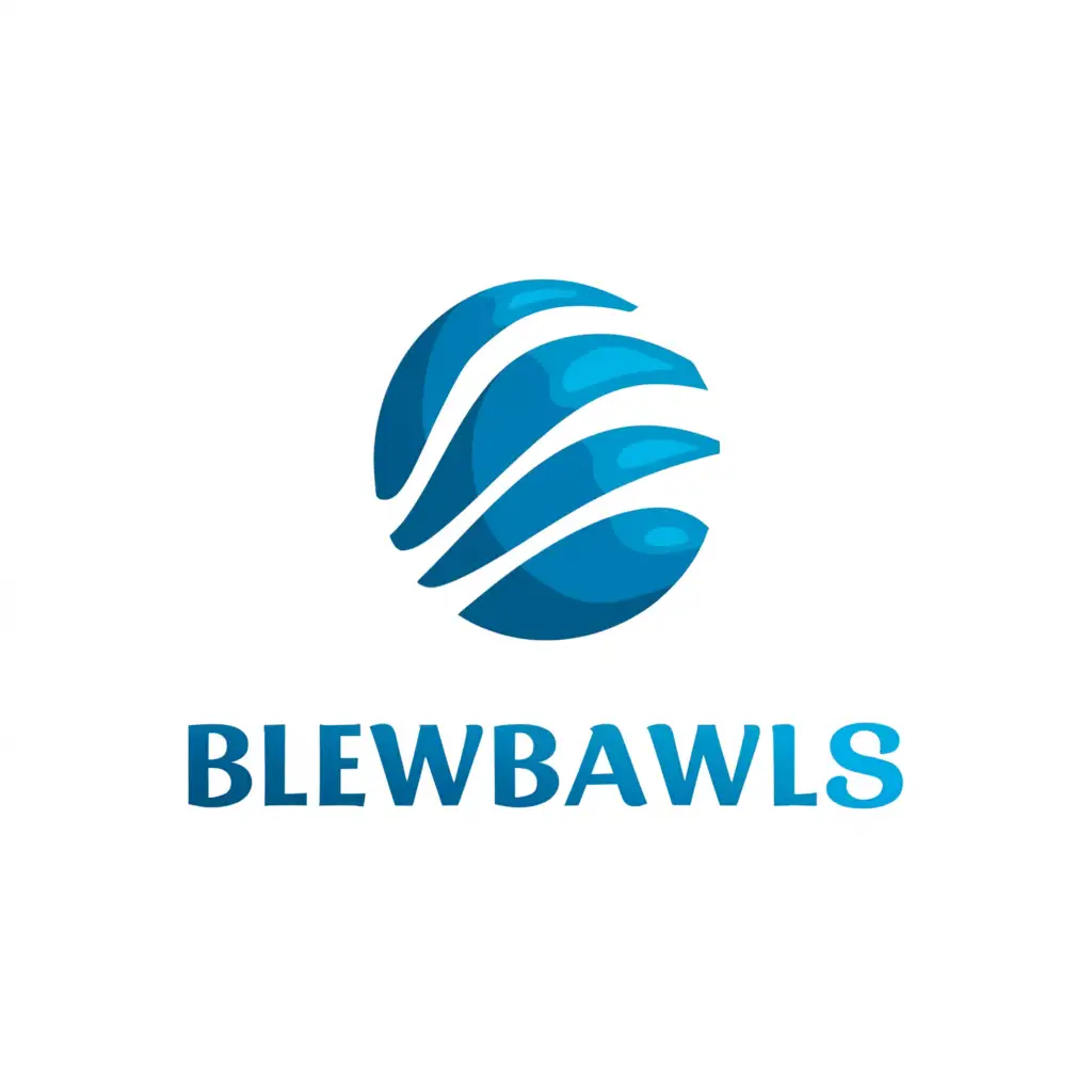 a logo design,with the text "BlewBawls", main symbol:Blue Balls,Minimalistic,clear background