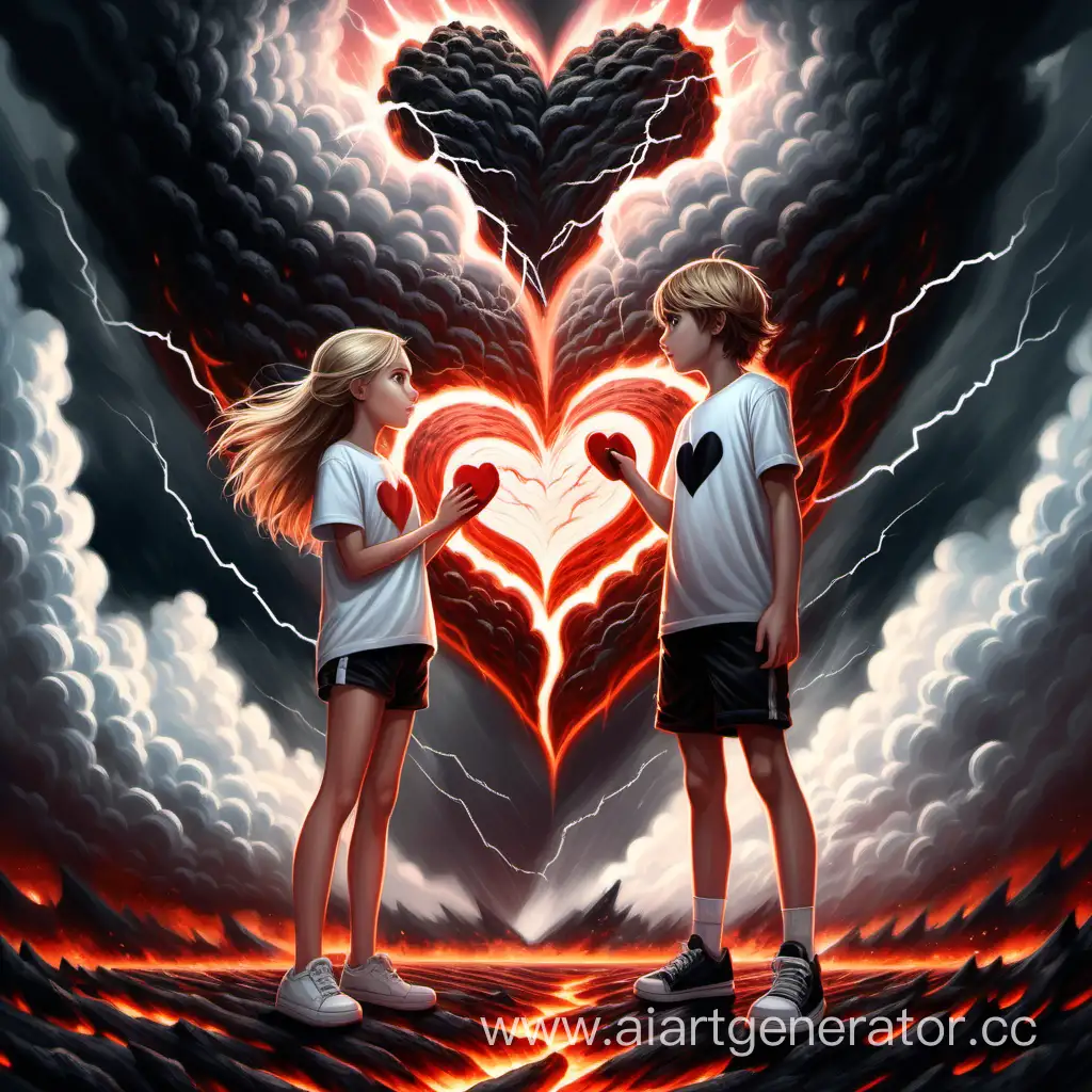 Children-Holding-Heart-in-Stormy-Lava-Field