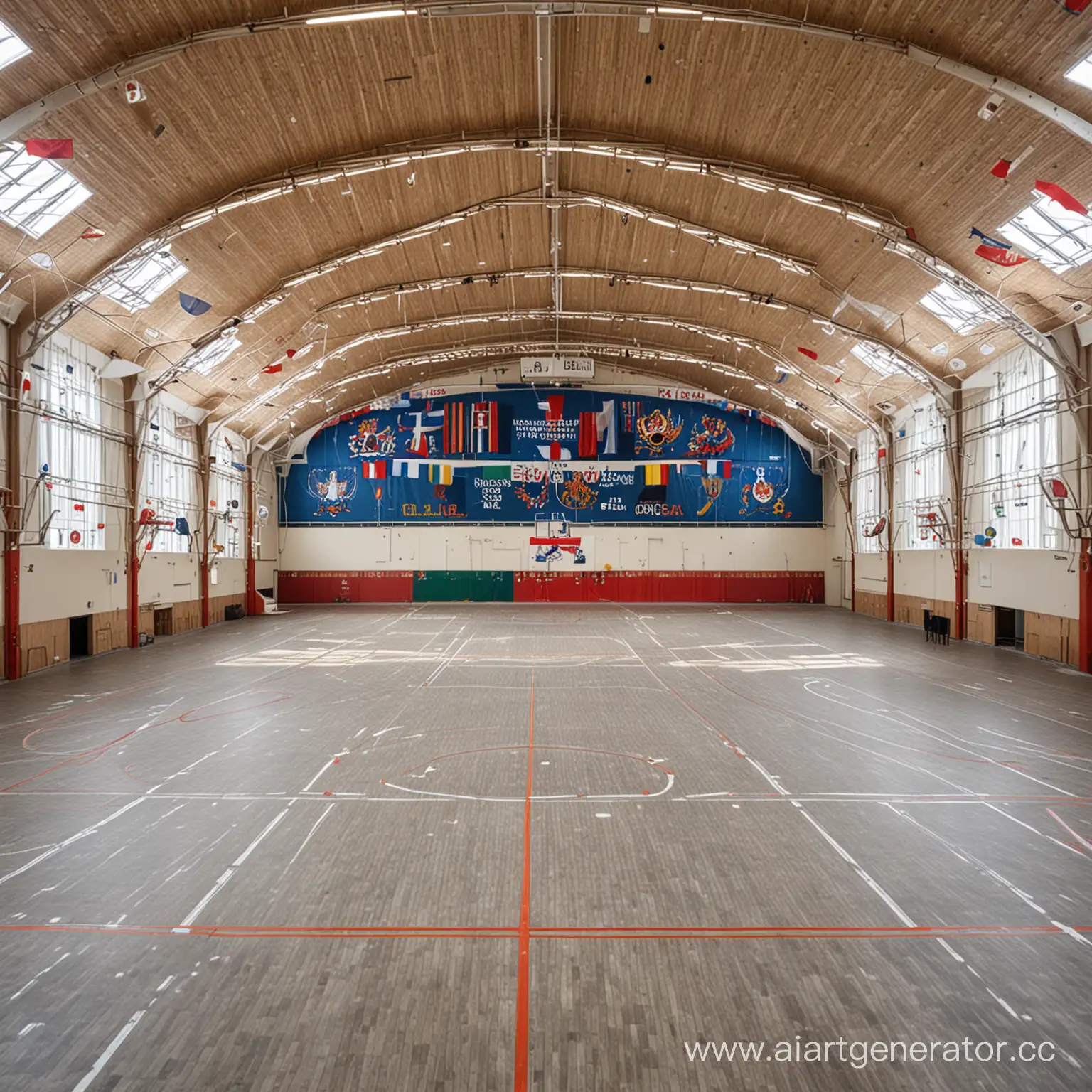 Modern-Sports-Hall-with-Russian-Symbolism-Exterior